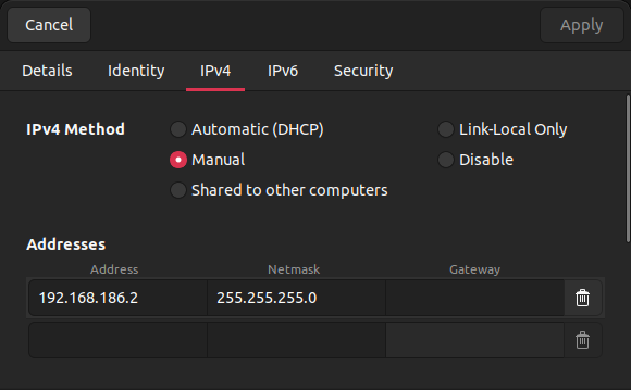 Network Manager connection profile.